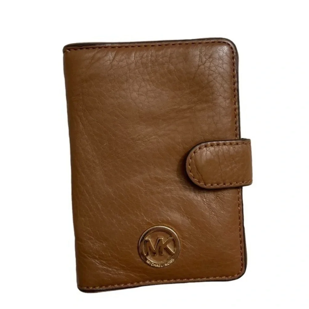 Michael Kors light brown leather side opening wallet